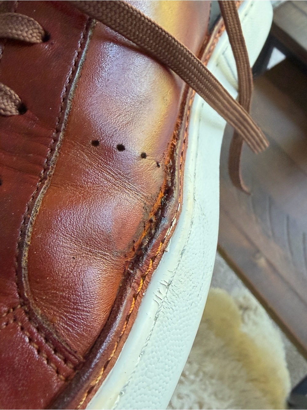 Allen Edmonds Brown Leather Slip-On Sneakers with White Sole